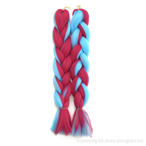 24 inch Ombre candy Color Synthetic Hair Braids Pre Stretched Wholesale Jumbo Braiding Hair Extensions yaki braid
